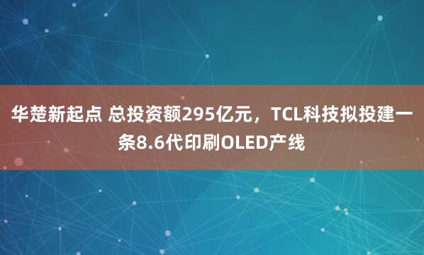 华楚新起点 总投资额295亿元，TCL科技拟投建一条8.6代印刷OLED产线