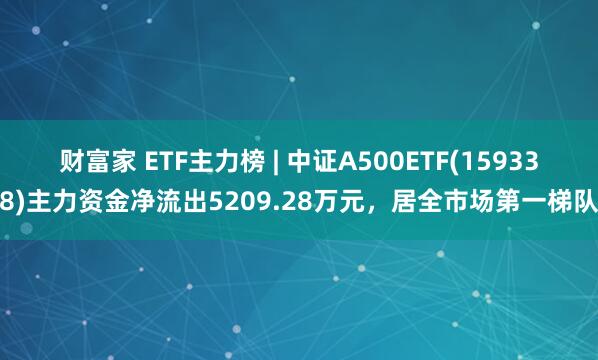 财富家 ETF主力榜 | 中证A500ETF(159338)主力资金净流出5209.28万元，居全市场第一梯队