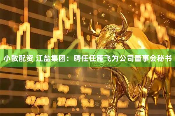 小散配资 江盐集团：聘任任雁飞为公司董事会秘书