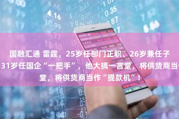 国融汇通 雷霆，25岁任部门正职、26岁兼任子公司副经理、31岁任国企“一把手”，他大搞一言堂，将供货商当作“提款机”！