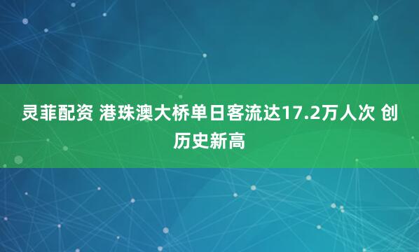 灵菲配资 港珠澳大桥单日客流达17.2万人次 创历史新高